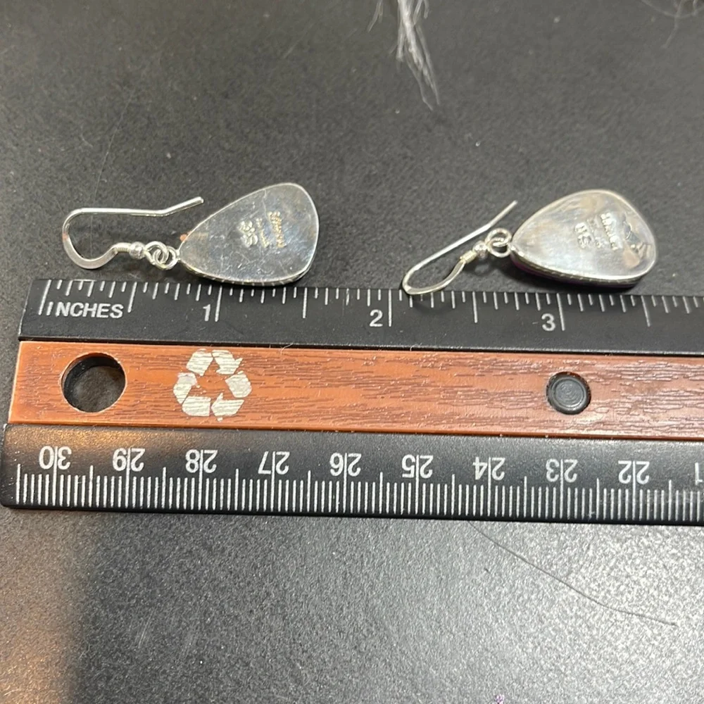 Sterling silver purple Turquoise Earrings 925 - Picture 4 of 9